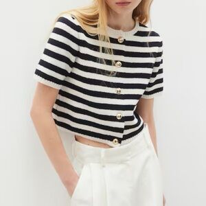 Short sleeve striped cardigan - XL